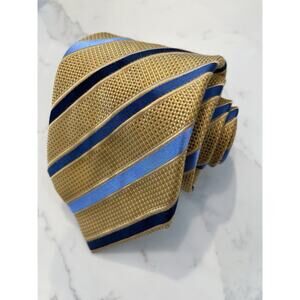 Henry Jacobson Striped Gold Blue 61.75 x 3.75 XL Traditional Quiet Luxury